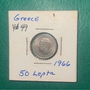 1966 Greece 50 Lepta, High grade coin.